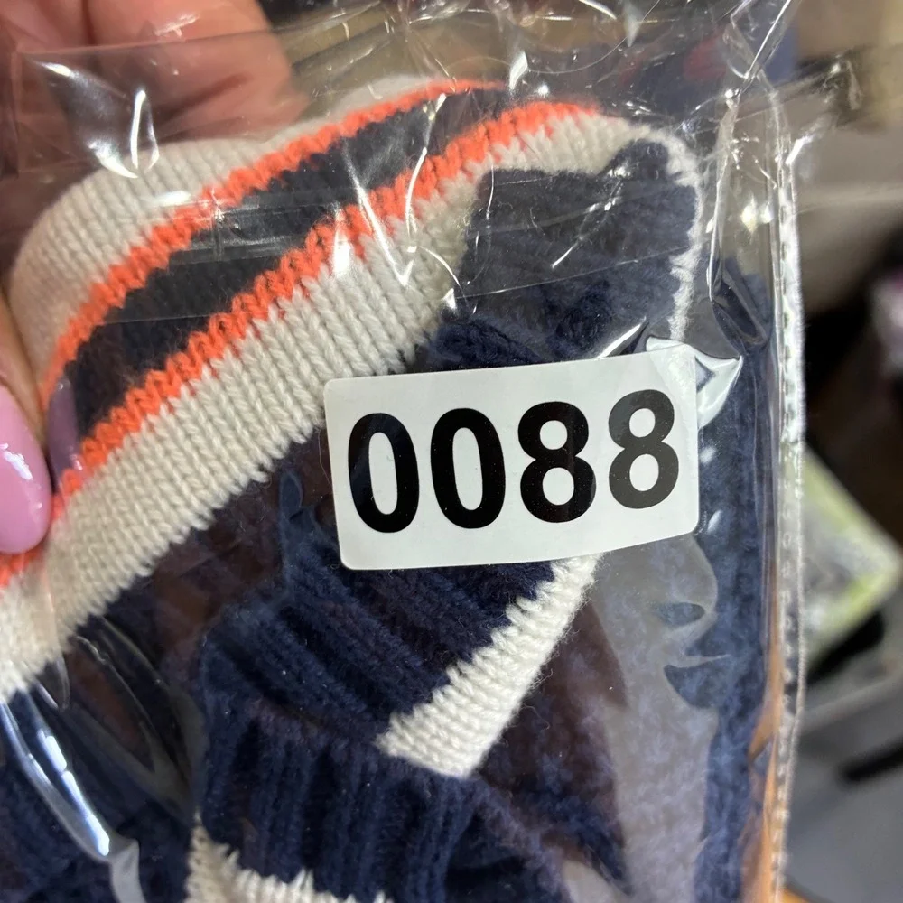 Club Room Mens L Cable Knit Cricket Sweater Navy V Neck Stripe Cotton Collegiate
